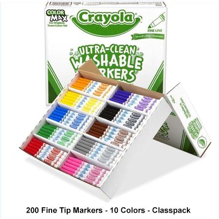 Crayola Washable Dry Erase Marker Set - Assorted Colors, Thin, Set of 12