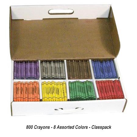 Crayola Classpack Regular Crayons, 8 Colors, 800/BX, Assorted