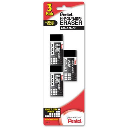 Pentel Hi-Polymer Block Eraser, Large, White, Pack of 36