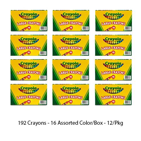 Crayola Large Crayons 4 x 716 Assorted Colors 8 Crayons Per Box Set Of 12  Boxes - Office Depot