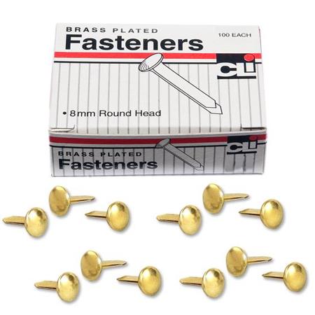  Officemate Round Head Fastener, 3/8 in Head, 1 in  Shank, Brass Plated, Brass, Pack of 100 : Learning: Supplies