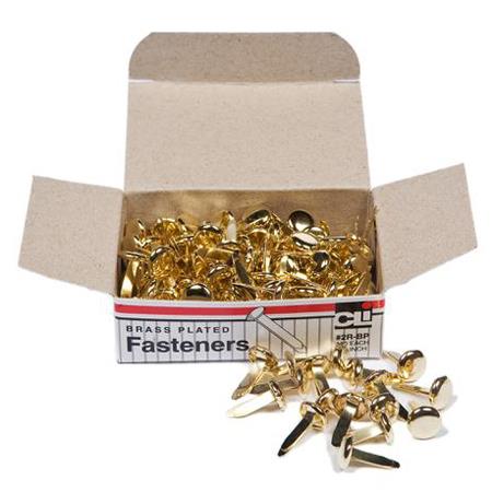  Officemate Round Head Fastener, 3/8 in Head, 1 in  Shank, Brass Plated, Brass, Pack of 100 : Learning: Supplies